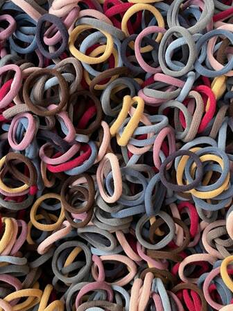 5-200pcs/Lot Morandi Color Simple Elastic Seamless Hair Ties For Women, Perfect For Daily Use Casual Ponytail Holders Hair Elastics Hair Rubber Bands Scrunchies Hair Rope