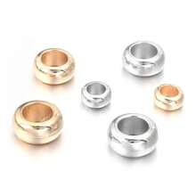 100pcs/Pack CCB Large Hole Spacer Beads, Flat Round Hollow Beads For Bracelet, Necklace, DIY Jewelry Making