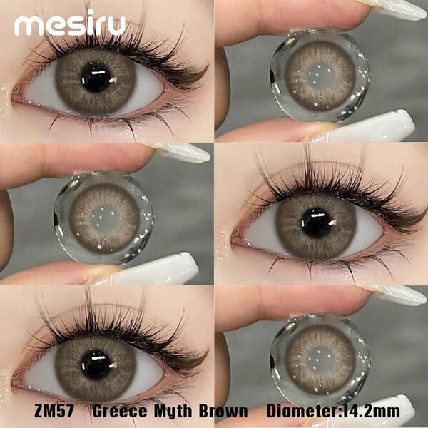 1 paire de lentilles de contact marron souples 1 an jetables, 2 pièces, 40% de teneur en humidité, lentilles de haute qualité