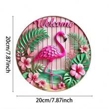 1pc Flamingo Welkomstbord, 8x8 Inch, Unieke Muurkunst, Ijzer Bedrukt, Geschikt Voor Thuis, Café, Bar, Appartement, Restaurant, Woonkamer Decor, Kerstcadeau. Random Hole Ontwerp.