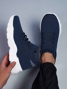 男士户外休闲鞋，舒适透气低帮运动鞋，时尚运动跑步鞋，蓝色 - 藍色 - 查看 3