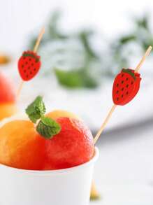50 pezzi Stecchini per cocktail a forma di fragola, Graziosi stuzzicadenti di bambù per decorare stuzzichini, pietanze, bevande, dessert, frutta e piatti di salumi, Decorativi per eventi nuziali, compleanni, feste estive in spiaggia Hawaii, Accessori per feste.