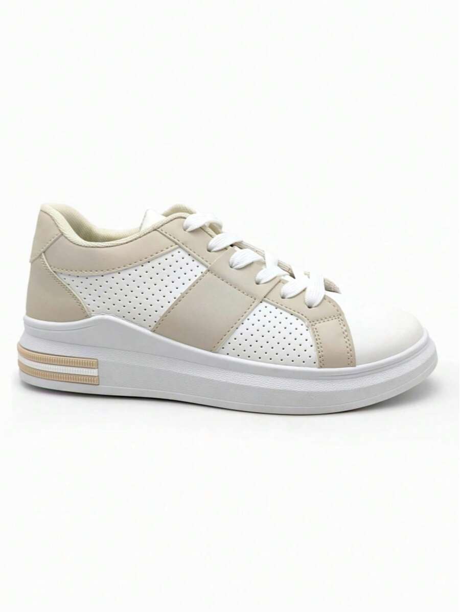 Fashion Versatile Casual Minimalist Breathable Sports Shoes - Beige - View 1