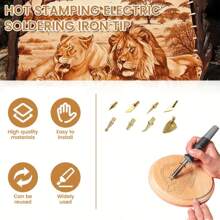 Set de 8 piezas de kit de pirografía y grabado con puntas para letras, hierro de grabado y cubiertas de estampado - material metálico, ideal para manualidades y proyectos de arte DIY, apto para principiantes