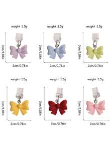 1/6pcs Color Bow Charging Port Dustproof Plug, Dopamine Good Mood Color Matching, Cute And Compact Resin Material Pendant, Bow Tie Decorative Pendant Accessories, Phone Tablet Earphone Kindle Charging Port Silicone Transparent Dustproof Plug, Friend Couple Best Friend Gift, Phone Charging Port Waterproof, - Multicolor - View 4