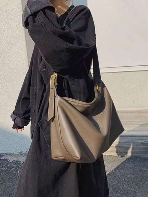 1pc High-Capacity Fashion Shoulder Bag Suitable For Daily Commute Fashion Large Capacity Tote Bag Solid Color Simple Crossbody Bag Women Casual Handbag Shoulder Bag Purse