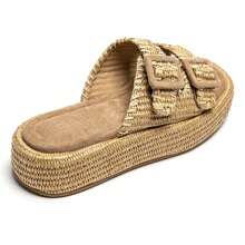 Sandals Compensating In Boucle Style Bohème – Élégance Et Confort Pour L'été - Beige - View 4
