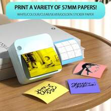 Mini Sticker Printer, Sticker Maker Machine Printer With Color Sticker Paper Rolls, Mini Printer Sticker Maker For Labels/Notes, Inkless Thermal Portable Printer For Phone/Tablet - Multicolor - View 6