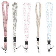 1pc Versatile & Multi-Pattern English ID Card Lanyard, 20.91 Inch (53.1 Cm) Simple & Fashionable Detachable Neck Strap For Teachers, Nurses, Daily Use, Office Supplies - White Flower, Pink Stay Arrow, Rainbow Flower Styles,School Supplies,Back To School