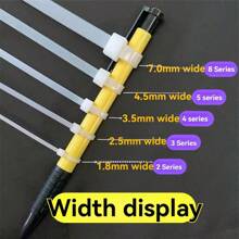 Nylon Kabelbinder, selbstverriegelnde Befestigungsriemen, Kabelklemmen, Kabelbindungen, Plastik Kabelbinder - Weiss - Übersicht 6