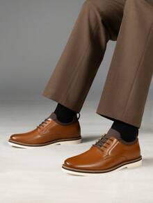 Men's Lace-Up Light Comfortable Fashion Classic Oxfords Derby Shoes Design With A Sporty Outsole - màu nâu - Xem 3