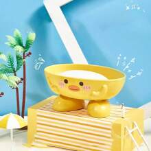 可爱小黄鸭香皂盒，便携式自排水架，带排水孔，稳定鸭子托盘，适用于淋浴间、浴室浴缸返校