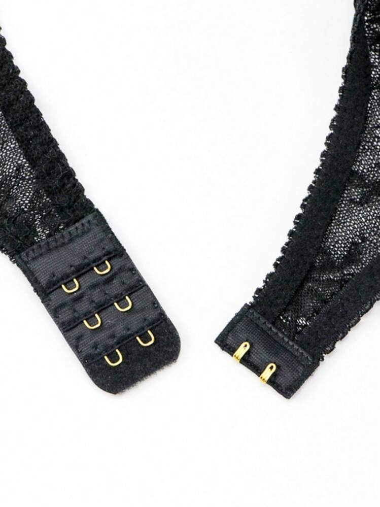 Đai garter ren đen gợi cảm cho nữ, trang trí hình bướm, tất chống trượt bán trong suốt - màu đen - Xem 6