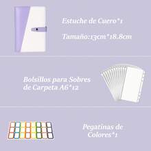 25 Pieces A6 Notebook Binder, Cash Budget Envelope, Expense Organizer, With Color Label And Transparent PVC Bag - Purple - View 3