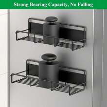 4-Pack Black Metal Magnetic Spice Rack For Refrigerator And Microwave Oven