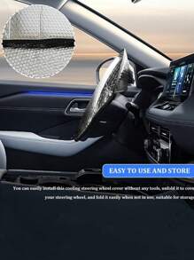 1pc汽车方向盘通用太阳罩车内夏季用品防晒降温隔热防水铝箔 - 彩色 - 查看 1