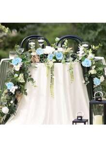 1/3 Piezas de enredaderas de rosas rosadas con una corona de rosas y hojas verdes. Estas flores artificiales son perfectas para decorar mesas de comedor y son adecuadas para bodas, fiestas, hoteles, restaurantes, graduaciones y decoración del hogar.