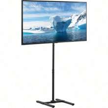 Extra Tall TV Floor Stand For 13 To 65 Inch Screens Up To 44 Lbs, LCD LED OLED 4K Smart Flat, Curved Monitor Panels, Max VESA 400x400, Tall Pole For Treadmills And Ellipticals, Black, STAND-TV18