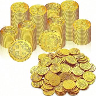 100PCS Pirate Coins Plastic Pirate Hunt Coins Toys Party Favors Fake Gold Coins Toys Party Supplies Pirate Adventure Themed Party Favors