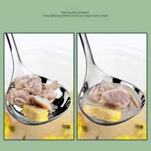 1pc 304 Stainless Steel Extra Large Soup Ladle, Thickened & Polished, Mirror Polished Tableware, Suitable For Home, Kitchen, Restaurant - Multicolor - View 11