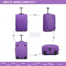 Valise légère de 20 pouces avec housse souple - Bagage cabine approuvé avec trolley à double roue pour hommes et femmes, idéal pour les voyages professionnels et les vacances. Valise de voyage et imperméable - Prune - Voir 2