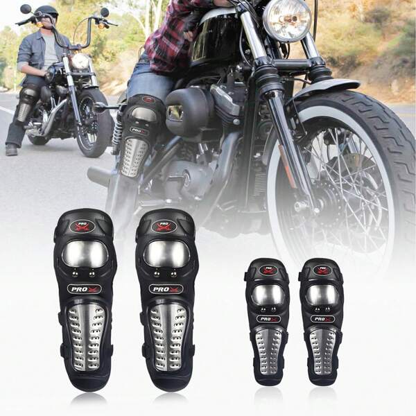 2/4pcs Motorcycle Knee And Elbow Pads Set, BMX Bike Crash Protection Gear, Perfect Gift For Riders, Boyfriends And Men, Wear-Resistant EVA Material, Suitable For Outdoor Off-Road Motorcycle Racing Riding Skiing Skateboarding