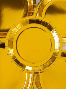 Platos desechables de papel dorado de 7/9 pulgadas, platos desechables dorados, suministros para fiestas, fiestas desechables, fiesta de cumpleaños, fiesta de regalos, suministros de decoración para celebraciones - Dorado - Ver 3