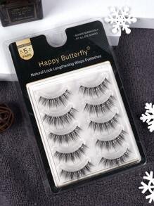 MAANGE 5/10/15 对自然交叉全覆盖假睫毛，透明睫毛柄，蓬松精致，适合日常使用，卡通风格，旅行必备，附赠眉刷 - 黑色 - 查看 11