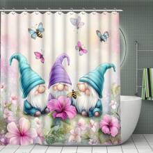 4 piezas Decoración de cortina de ducha de hadas, regalo de disfraz hermoso, decoración moderna del hogar, cortina de ducha impermeable y juego de 3 piezas de alfombra de baño con 12 ganchos de cortina de ducha, decoración de baño, decoración de otoño, accesorios de baño, de vuelta a la escuela - Multicolor - Ver 2