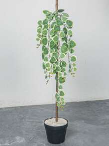 Kmitang 1 pieza (excluye maceta) Planta colgante artificial de 60-80cm, decoración de pared de hojas de eucalipto de dinero de plástico tropical, adecuada para boda, hogar, jardín, decoración de balcón - Multicolor - Ver 4