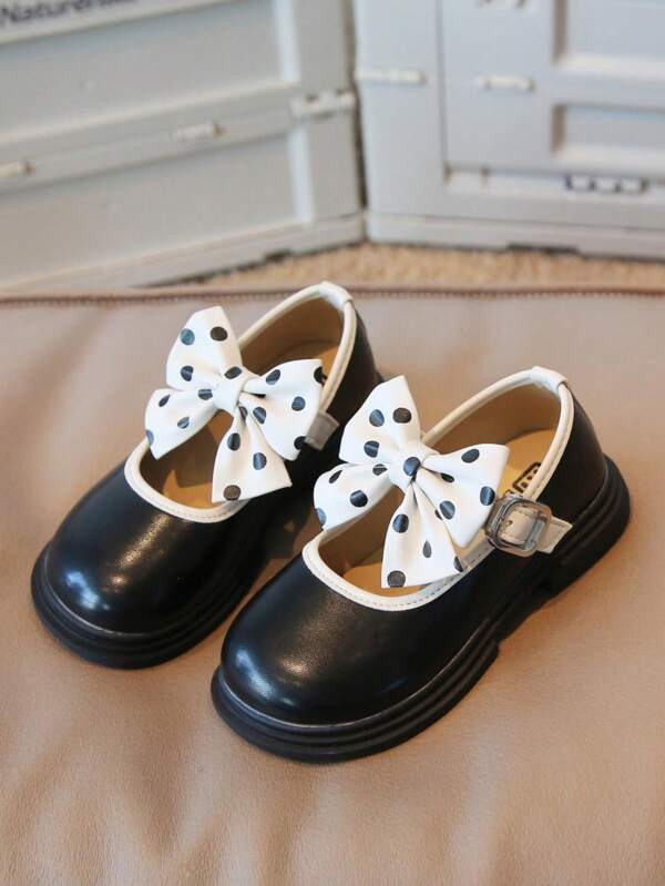 1 Par De Sapatos Baixos Com Laço Simples E Elegante Para Meninas, Adequados Para O Verão