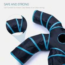 Blue And Black 5-Way Large Collapsible Cat Tunnel With Play Ball: S-Shaped, Interactive Peek Hole Pet Tube Toys For Cats, Puppies, Kittens, And Rabbits