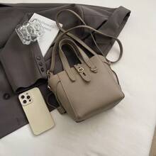 Mini Women Handbag, Basket Bag, Bucket Bag - Grey - View 13