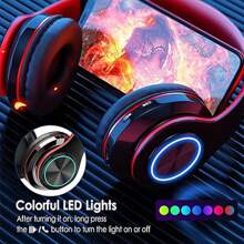 AXNEN Luminous Wireless Headphones With Colorful LED Lights, Foldable Over-Ear Design, Built-In Mic, FM & SD Card Slot - Perfect For School, Travel, And Gifts