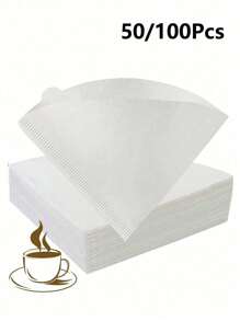 50/100/150Pcs Coffee Filters, Coffee Filter Paper, Cone Shaped Paper Filters Easy To Use Upgraded Design Size V02, Coffee Tea Filters For Pour Over And Drip Coffee Maker, V-Shaped Hand Brewed Coffee Filter Paper Filter Cup Uses Filter Paper Hand Brewed Coffee Filter Paper, Compatible With Pour Over Drippers - White - View 1
