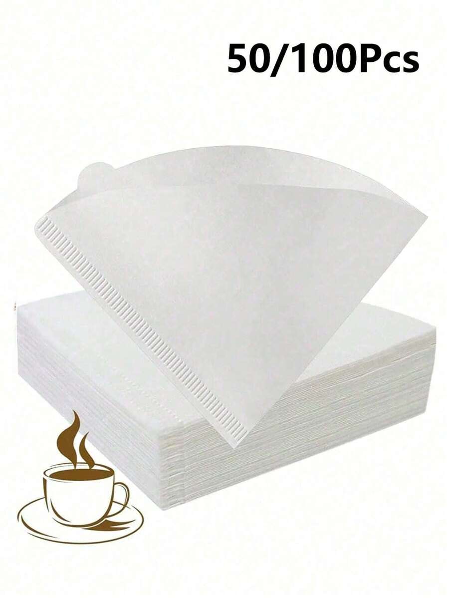50/100/150Pcs Coffee Filters, Coffee Filter Paper, Cone Shaped Paper Filters Easy To Use Upgraded Design Size V02, Coffee Tea Filters For Pour Over And Drip Coffee Maker, V-Shaped Hand Brewed Coffee Filter Paper Filter Cup Uses Filter Paper Hand Brewed Coffee Filter Paper, Compatible With Pour Over Drippers - White - View 1
