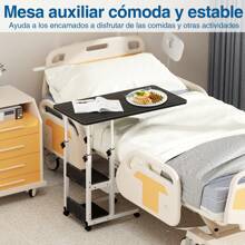 Mesa para Laptop Altura Ajustable con Ruedas, Mesa Lateral Móvil Multifuncional para Hogar y Oficina - Negro - Ver 6