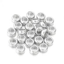 100pcs/Pack CCB Large Hole Spacer Beads, Flat Round Hollow Beads For Bracelet, Necklace, DIY Jewelry Making