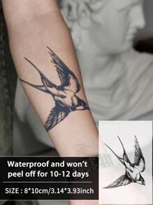 1Pc Swallow Bird Temporary Tattoos Semi Permanent Tattoo Waterproof Sweatproof Last For 1-2 Weeks Realistic Herbal Juice Anti-Friction Non-Reflective Faux Black Fake Tattoos For Woman And Men Tattoo Stickers For Arm, Chest, Leg, Abdomen, Waist, Finger, Neck Modernist Body Art