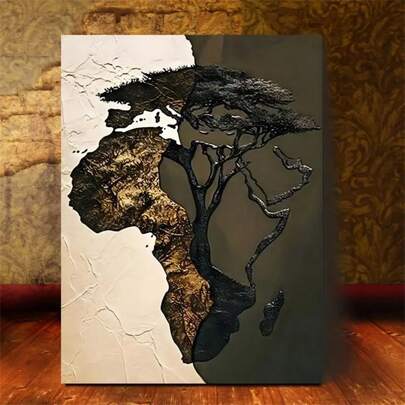 1pc UnframeCanvas Wall Art Of An African Map . A Humorous And Interesting Commemorative Gift, Suitable For Easter And New Year Wall Decoration, Perfect For Cafes, Living Rooms, Bedrooms, And Home Decor.