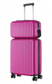 R.Leone Vali Ryanair 55x40x20 cm + 40x20x25 cm Bộ 1 vali 2 vali kéo tay 4 bánh xe và hộp đựng mỹ phẩm bằng nhựa ABS 9991 - Màu Hồng Tươi - Xem 10