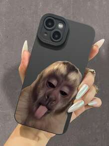 Étui de protection pour téléphone sur le corps style blague Singe d'Expression, compatible avec 11/12/13/14/15/16/16 Pro Max, anti-chute et couvercle de protection de téléphone confortable - Noir - Voir 1
