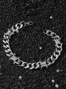 1pc Titanium Steel Rivet Bracelet With Wire Mesh Style, Fashionable Hiphop Jewelry Gift, Versatile And Personalized - Style 6 - View 1