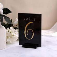 20pcs Acrylic Place Card Holders Transparent With Slots, Table Display, Wedding Signage Holders, Digital Photos Office Menu Conference, Black Card Stands, White & Transparent
