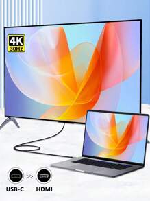 USB C To HDMI Cable 4K 2M Type-C To HDMI Cord Thunderbolt 3/4 Compatible With Phone Tablet Laptop Pro/Air IMac IPad Pro Galaxy S8 To S23 Surface