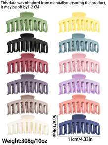 12pcs/Set Minimalist Colorful Hair Clips, Matte Plastic, Mixed Colors, Hollow Oval Design, Claw Clamps, Fashion Hair Accessories Suitable For Women Aged 14+, Everyday Wear