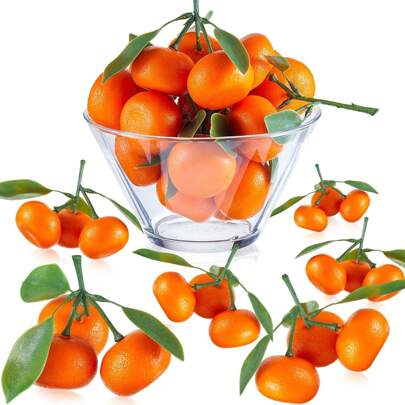 逼真迷你仿真橙子摆件，厨房、餐桌、托盘装饰用仿真橙子，栩栩如生的水果家居派对节日装饰