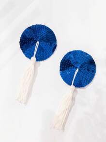 Wingslove 1pair Sequin Tassel Detail Nipple Cove