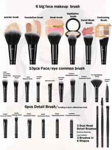 36 stuks make-up tools make-upspons en 25 stuks make-up kwastenset zachte make-up kwasten sets cosmetische kwast schoonheidskwasten foundation kwast power make-up