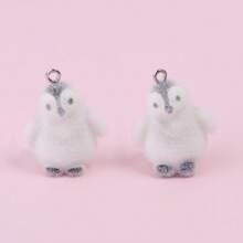 2 件装树脂植绒可爱熊企鹅兔子猫吊坠 DIY 珠宝配饰 - 彩色 - 查看 14